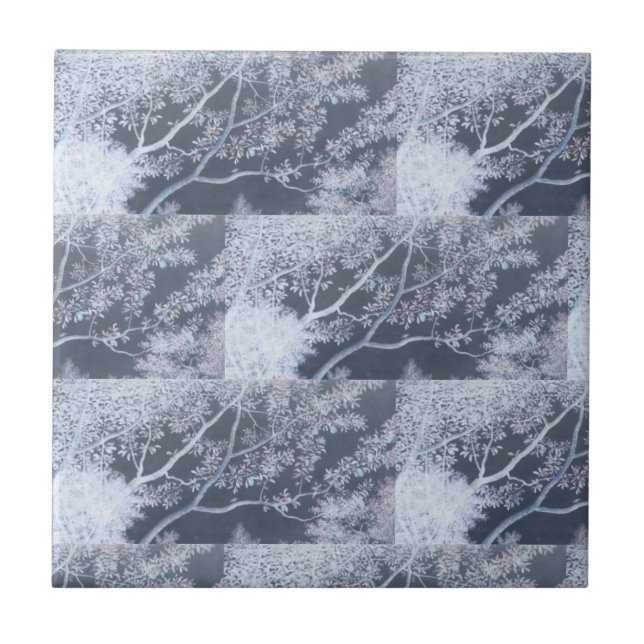 White trees grey geometric pattern tiles (Front)