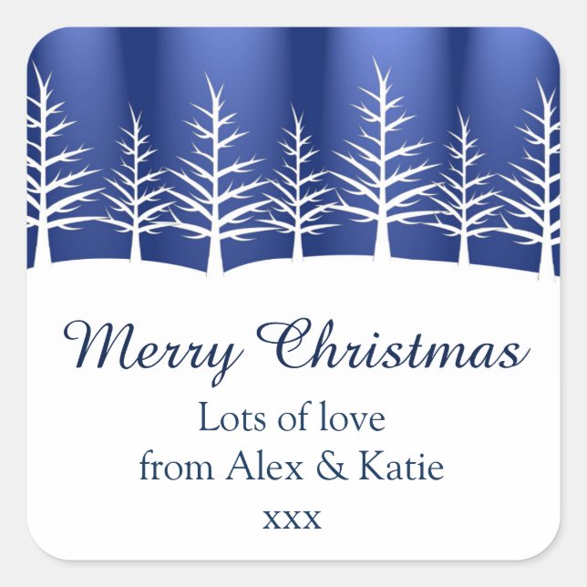 White Trees Silhouettes Square Sticker (Front)