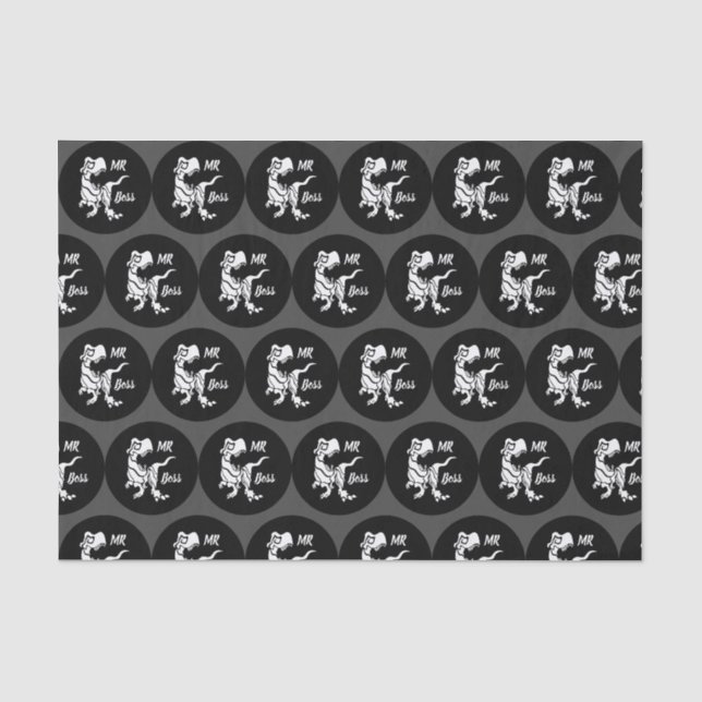 White Trex the Boss Dino Tissue Paper (Front)