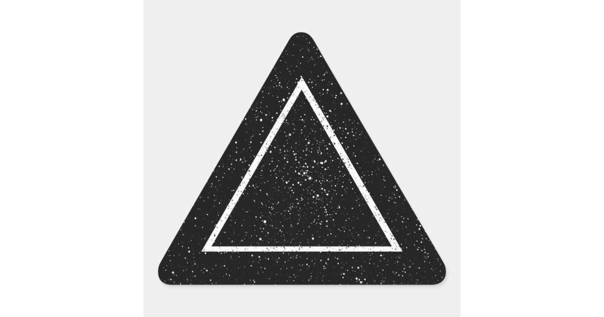 White triangle outline on black star background triangle sticker Zazzle