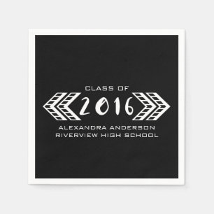White Tribal Aztec Graduation Paper Napkins