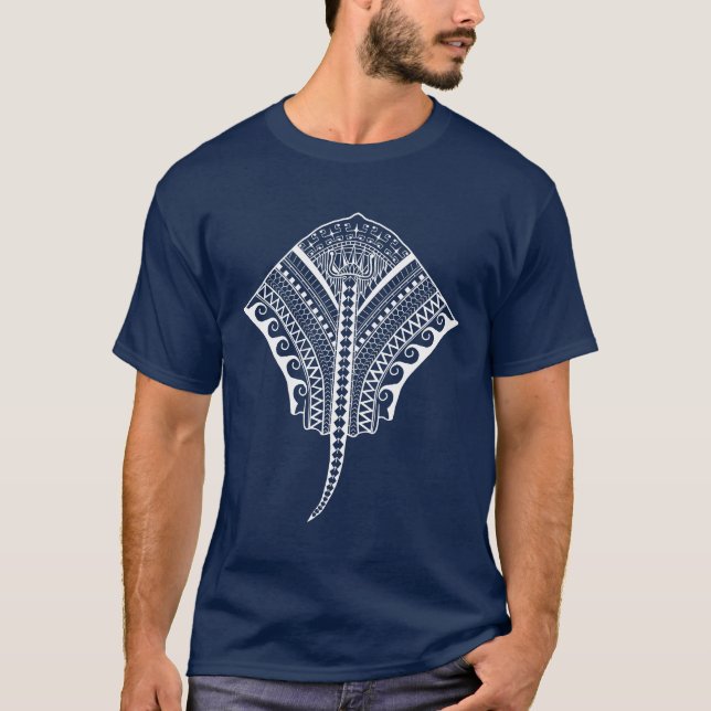 White Tribal Stingray T-Shirt (Front)