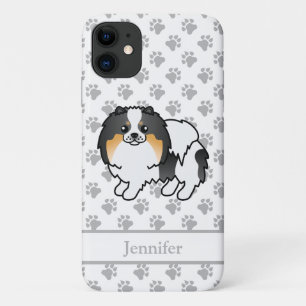 White Tricolor Pomeranian Cute Cartoon Dog & Name iPhone 11 Case