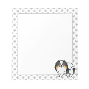 White Tricolor Pomeranian Cute Cartoon Dog Notepad