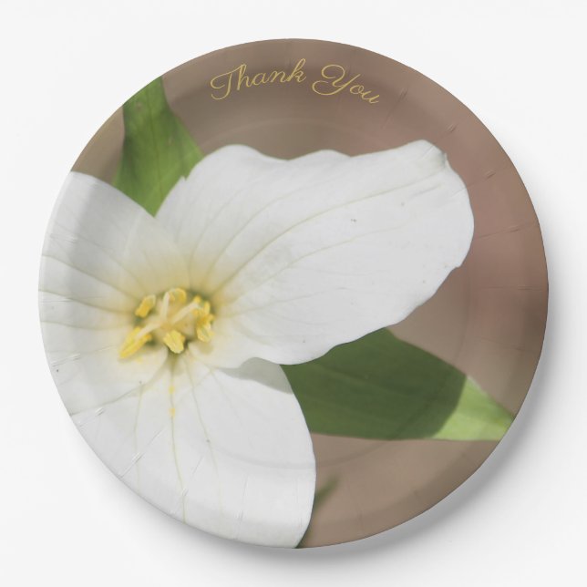 White Trillium Flower Large Paper Plate (Front)