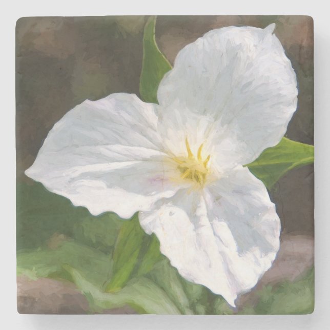 White Trillium Stone Coaster (Front)