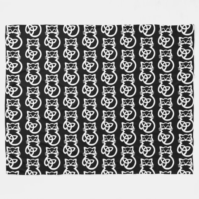 White Trinity Knot Celtic Cat Fleece Blanket (Front (Horizontal))