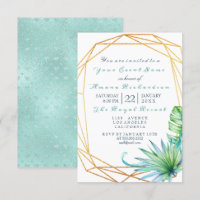 White Tropic Aqua Gold  Frame Birthday Bridal