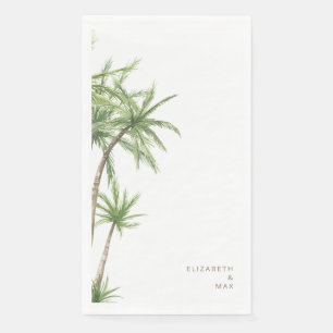 White Tropical Couple Names Wedding II Napkin