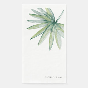 White Tropical Couple Names Wedding Napkin
