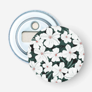 White Tropical Flowers Pattern Bottle Opener