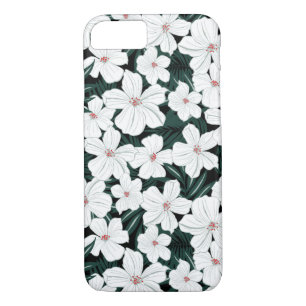White Tropical Flowers Pattern iPhone 8/7 Case