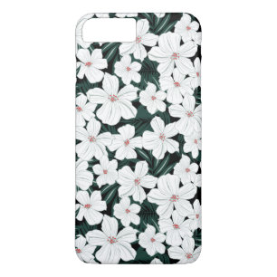 White Tropical Flowers Pattern iPhone 8 Plus/7 Plus Case