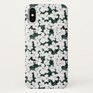 White Tropical Flowers Pattern iPhone X Case