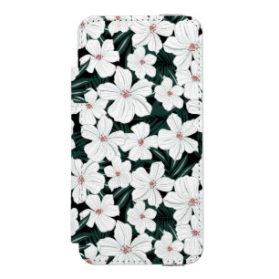 White Tropical Flowers Pattern Incipio Watson™ iPhone 5 Wallet Case