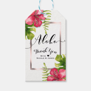 White Tropical Hibiscus Leaves Chic Wedding Favour Gift Tags