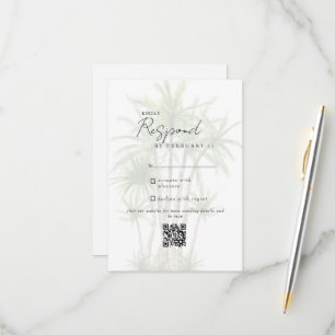 White Tropical Modern Wedding QR Code RSVP