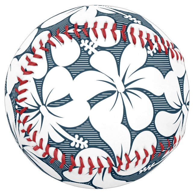 White tropical striped floral softball (Front Left)