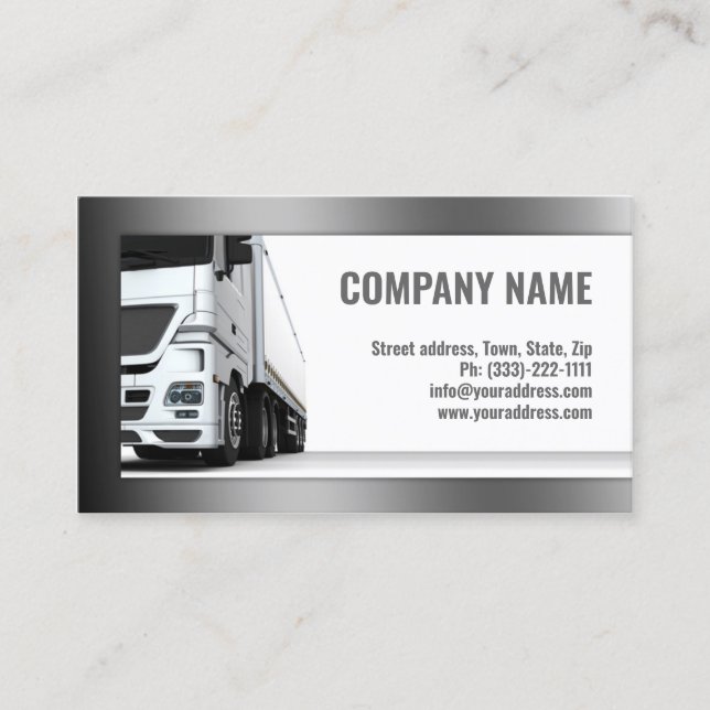White Truck-Transportation & Logistics Card (Front)