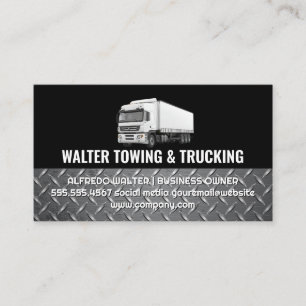 White Trucking Logo Steel Trim Logistics Business Card