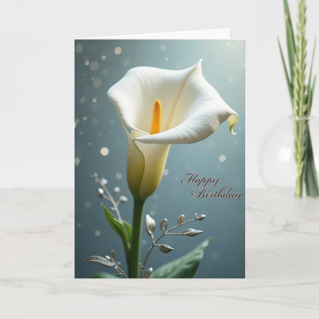 White Trumpet Birthday Card (Front)