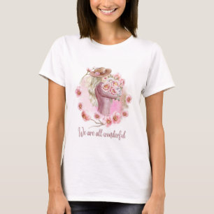 White tshirt for half sleeves with beautiful doll