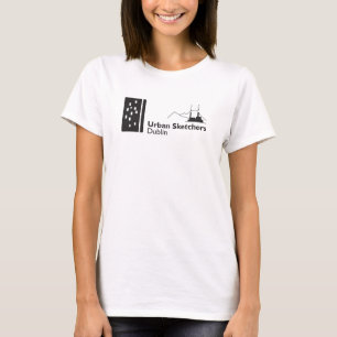 White tshirt with Urban Sketchers Dublin logo