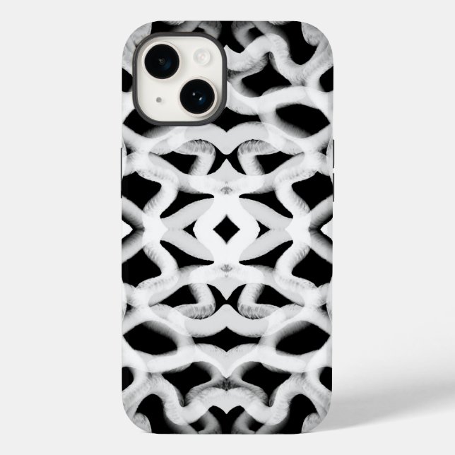White Tubular Piping On Black  Case-Mate iPhone Case (Back)