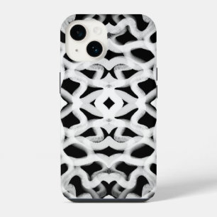 White Tubular Piping On Black  iPhone 14 Case