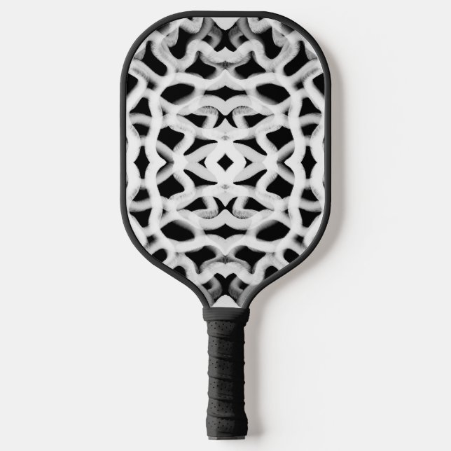 White Tubular Piping On Black Pickleball Paddle (Front)