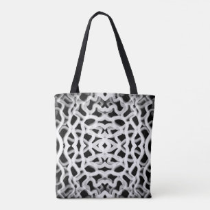White Tubular Piping On Black  Tote Bag