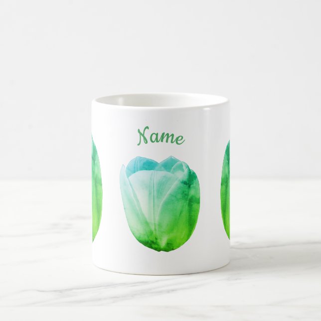 White Tulip Abstract Flower Art Personalised Coffee Mug (Center)