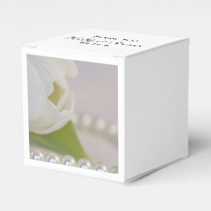 White Tulip and Pearls Spring Wedding Favour Box