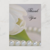 White Tulip and Pearls Spring Wedding Thank You
