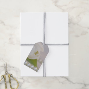 White Tulip and Pearls Wedding Favour Tags