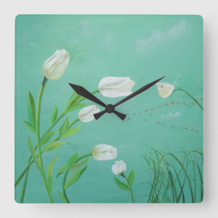 White Tulip Clock