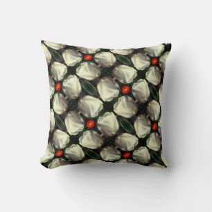 White Tulip Flower Abstract Pattern Cushion
