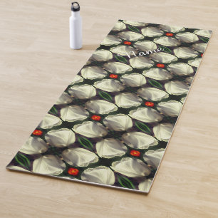 White Tulip Flower Abstract Pattern Personalised Yoga Mat