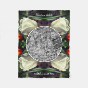 White Tulip Flower Personalised Add Your Own Photo Fleece Blanket