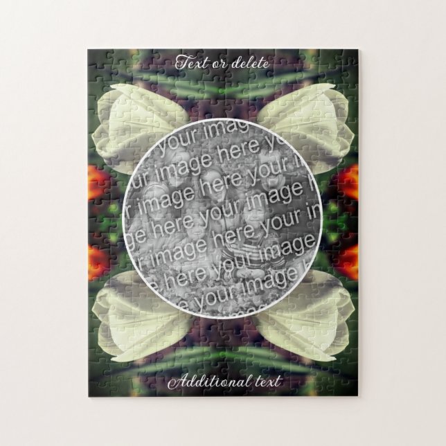 White Tulip Flower Personalised Add Your Own Photo Jigsaw Puzzle (Vertical)