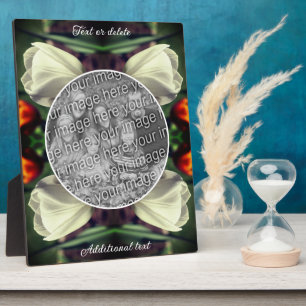 White Tulip Flower Personalised Add Your Own Photo Plaque