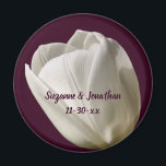 White Tulip Flower Personalised Wedding  Magnet<br><div class="desc">Delicate white tulip flower photography by Susan wedding favour magnet. Fill in your information in the template. Make more changes to font size, style, and colour by clicking on Customise. This design is available on many products in my gallery. Please visit Smilin' Eyes Treasures to see more bridal and wedding...</div>