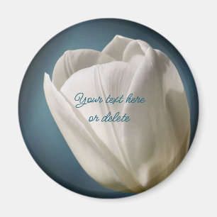 White Tulip Flower Personalized Magnet