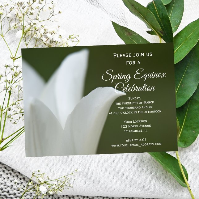 White Tulip Flower Spring Equinox Celebration Invitation (Creator Uploaded)