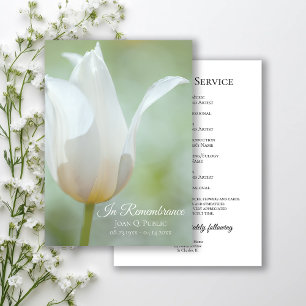 White Tulip Flower Spring Funeral Memorial Service Programme