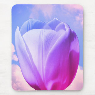 White Tulip Flower Tinted Mouse Mat