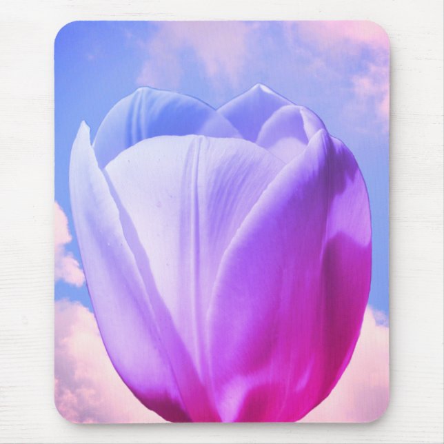 White Tulip Flower Tinted Mouse Mat (Front)
