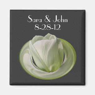 White Tulip Flower Wedding Favour Magnet