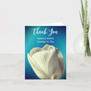 White Tulip Flower Wedding Personalized Thank You Card