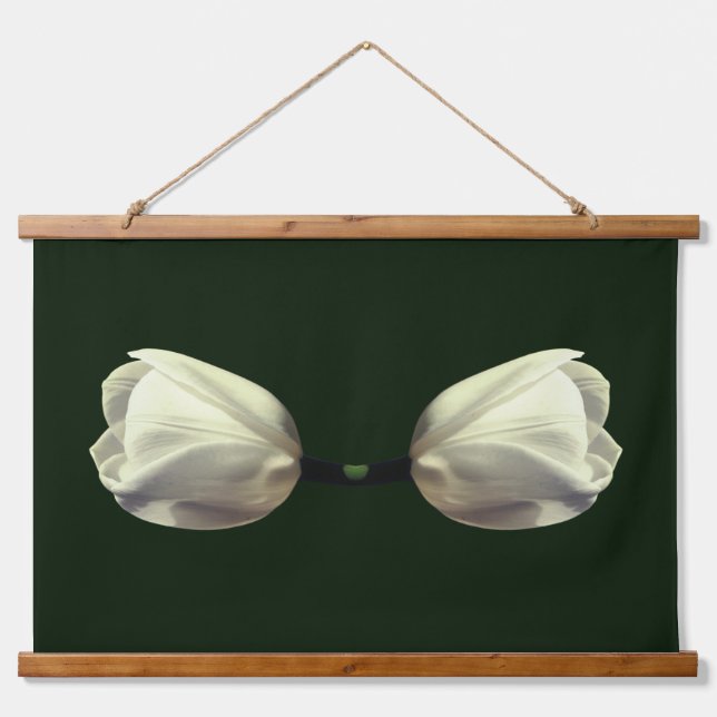 White Tulip Flowers Hanging Tapestry (Front)